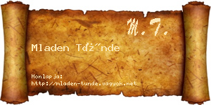 Mladen Tünde névjegykártya